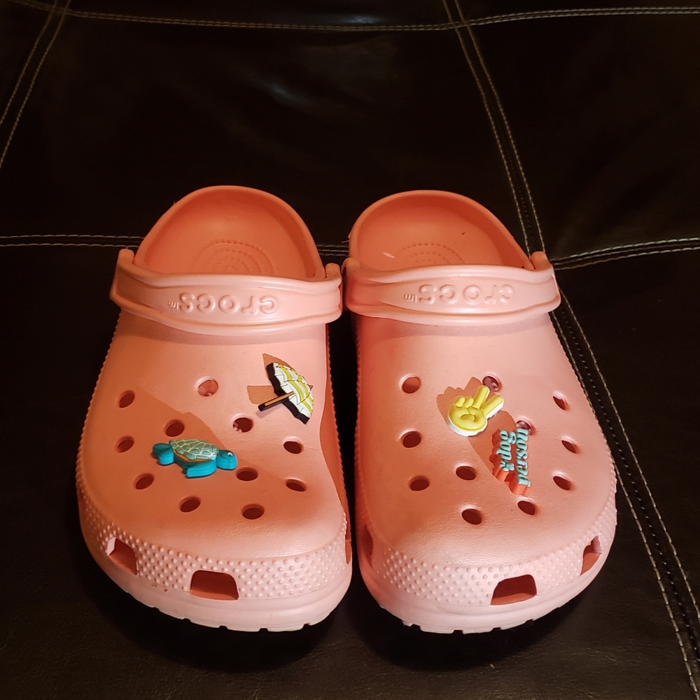 Pink Crocs with Charms